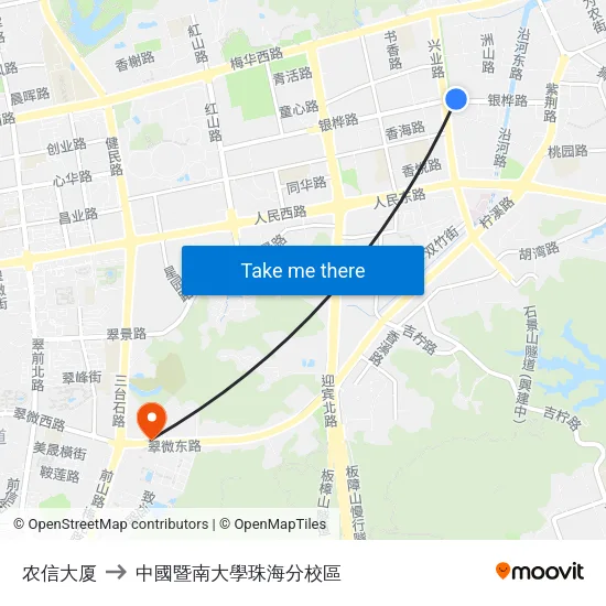 农信大厦 to 中國暨南大學珠海分校區 map