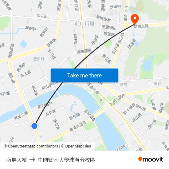 南屏大桥 to 中國暨南大學珠海分校區 map