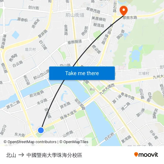 北山 to 中國暨南大學珠海分校區 map