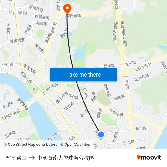 华平路口 to 中國暨南大學珠海分校區 map