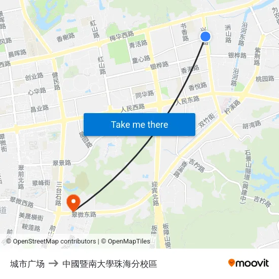 城市广场 to 中國暨南大學珠海分校區 map