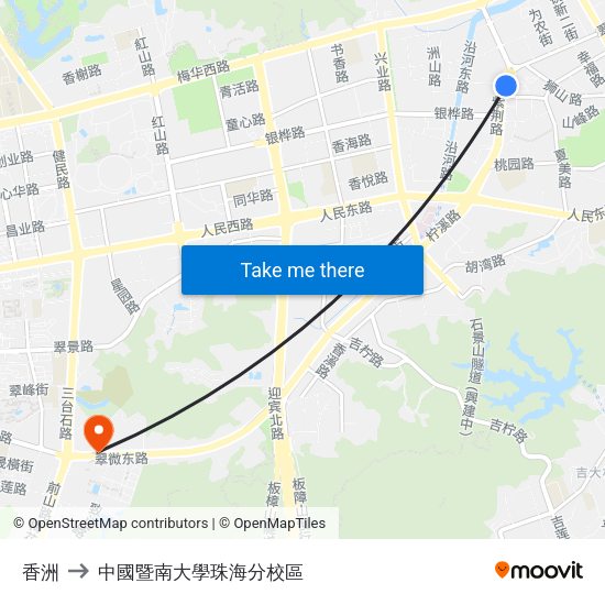 香洲 to 中國暨南大學珠海分校區 map