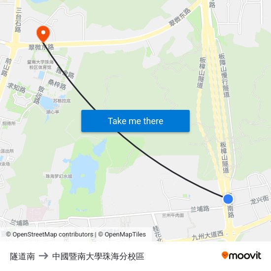隧道南 to 中國暨南大學珠海分校區 map