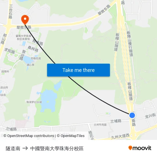 隧道南 to 中國暨南大學珠海分校區 map
