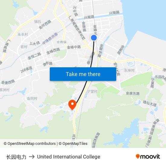 长园电力 to United International College map