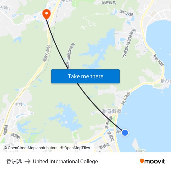 香洲港 to United International College map