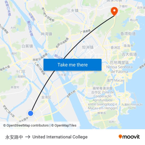 永安路中 to United International College map