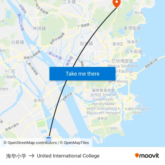 海华小学 to United International College map