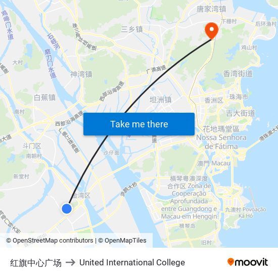 红旗中心广场 to United International College map