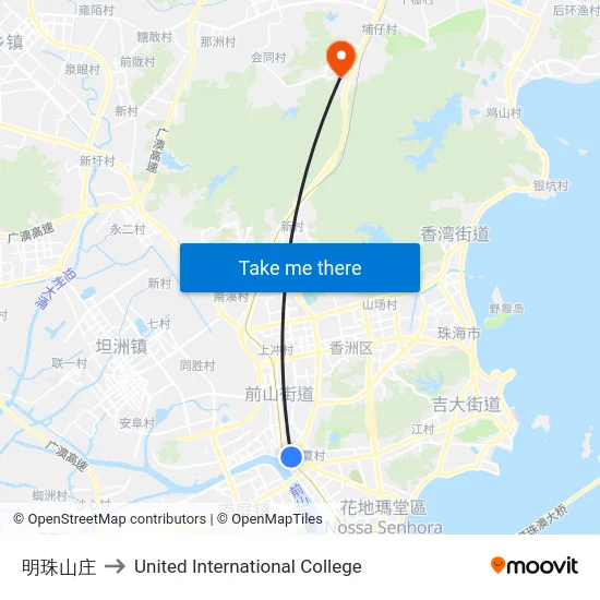 明珠山庄 to United International College map