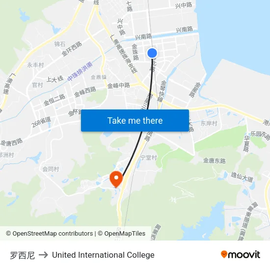 罗西尼 to United International College map