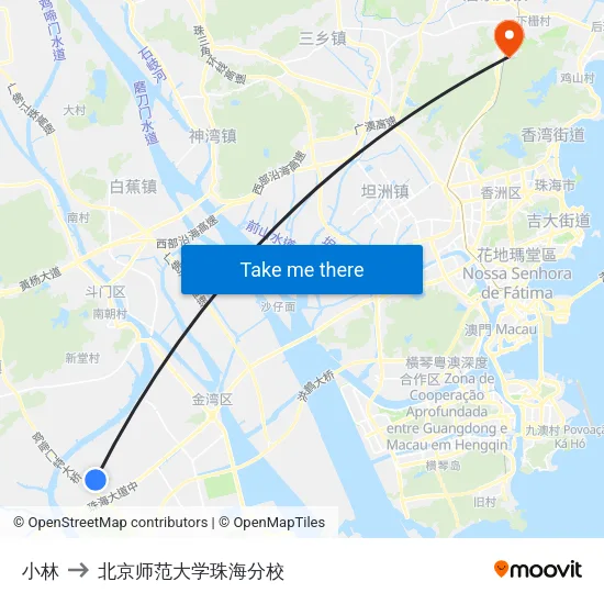 小林 to 北京师范大学珠海分校 map