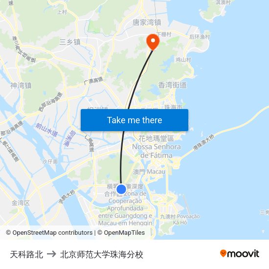 天科路北 to 北京师范大学珠海分校 map