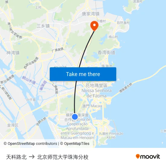 天科路北 to 北京师范大学珠海分校 map