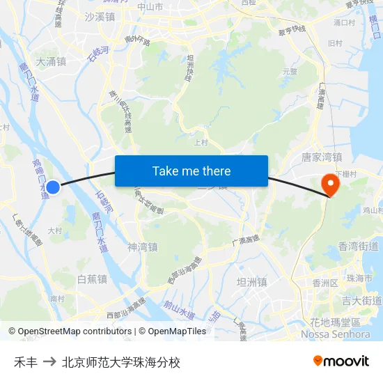 禾丰 to 北京师范大学珠海分校 map