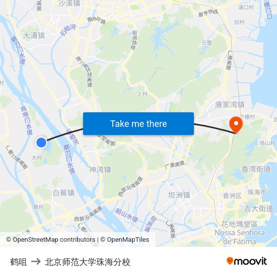鹤咀 to 北京师范大学珠海分校 map
