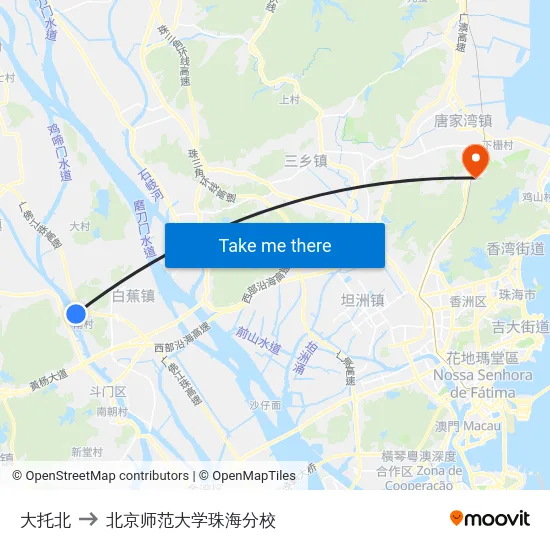 大托北 to 北京师范大学珠海分校 map