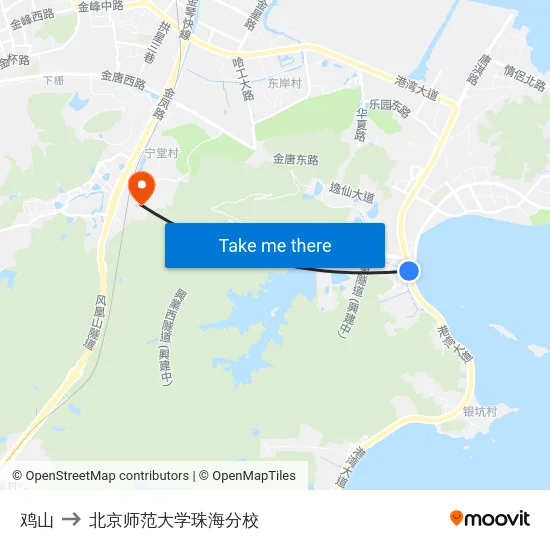 鸡山 to 北京师范大学珠海分校 map