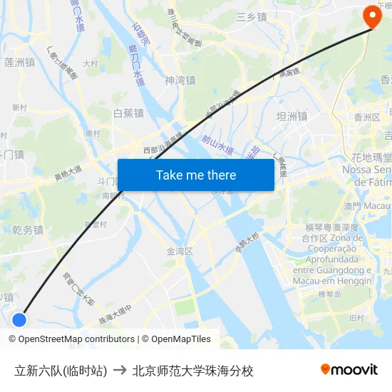 立新六队(临时站) to 北京师范大学珠海分校 map