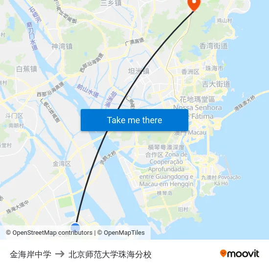 金海岸中学 to 北京师范大学珠海分校 map