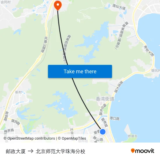 邮政大厦 to 北京师范大学珠海分校 map