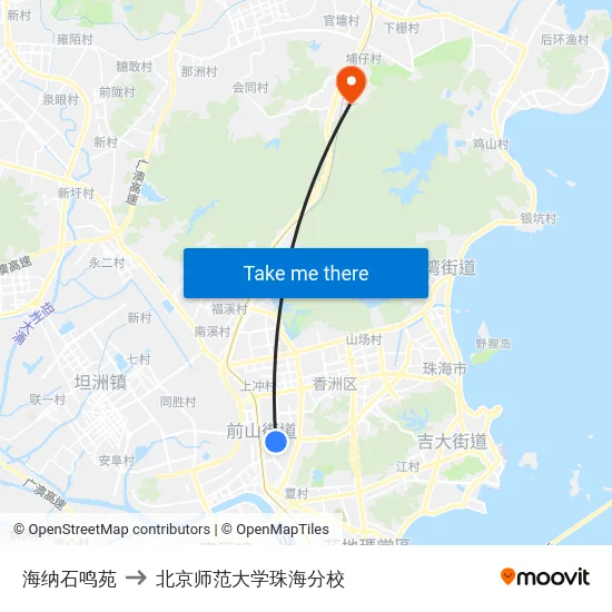 海纳石鸣苑 to 北京师范大学珠海分校 map