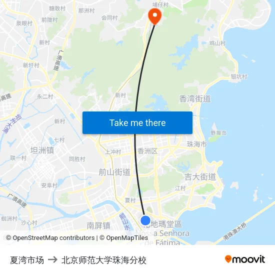 夏湾市场 to 北京师范大学珠海分校 map