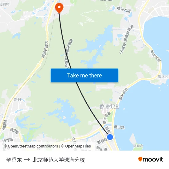 翠香东 to 北京师范大学珠海分校 map