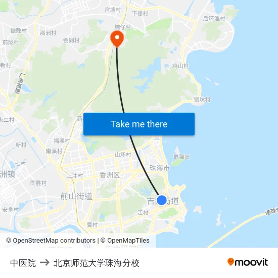 中医院 to 北京师范大学珠海分校 map