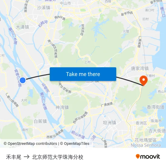 禾丰尾 to 北京师范大学珠海分校 map