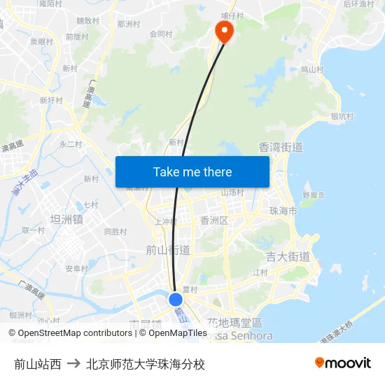 前山站西 to 北京师范大学珠海分校 map