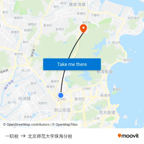 一职校 to 北京师范大学珠海分校 map