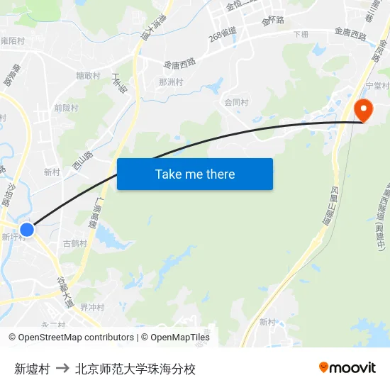 新墟村 to 北京师范大学珠海分校 map