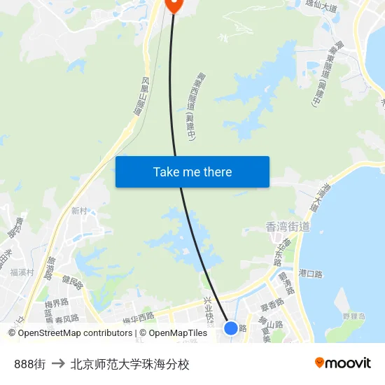888街 to 北京师范大学珠海分校 map