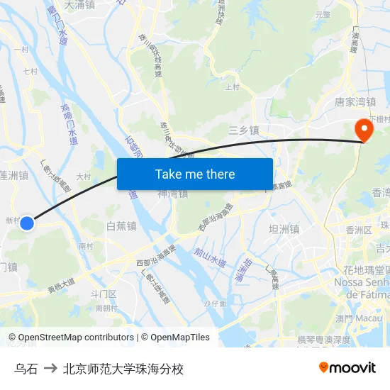 乌石 to 北京师范大学珠海分校 map