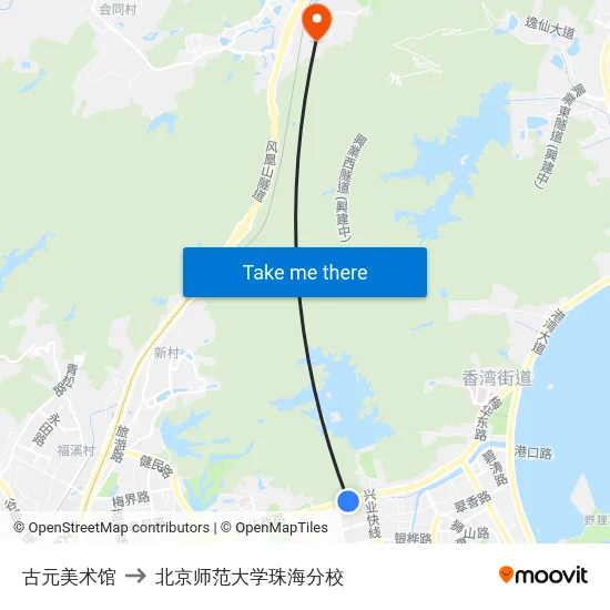古元美术馆 to 北京师范大学珠海分校 map