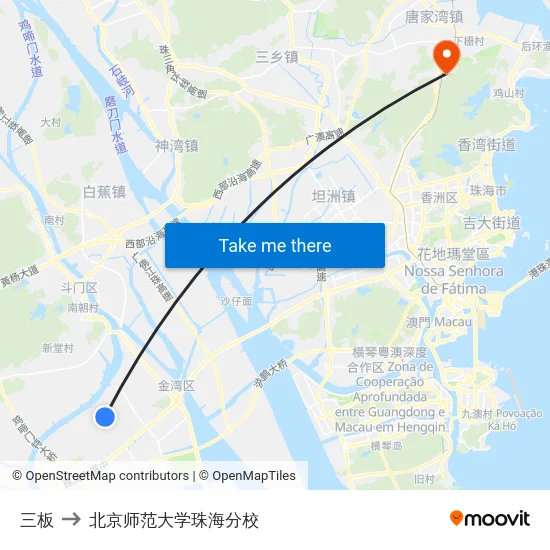 三板 to 北京师范大学珠海分校 map