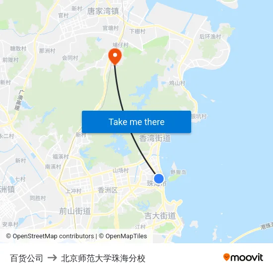百货公司 to 北京师范大学珠海分校 map