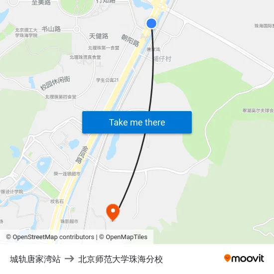 城轨唐家湾站 to 北京师范大学珠海分校 map