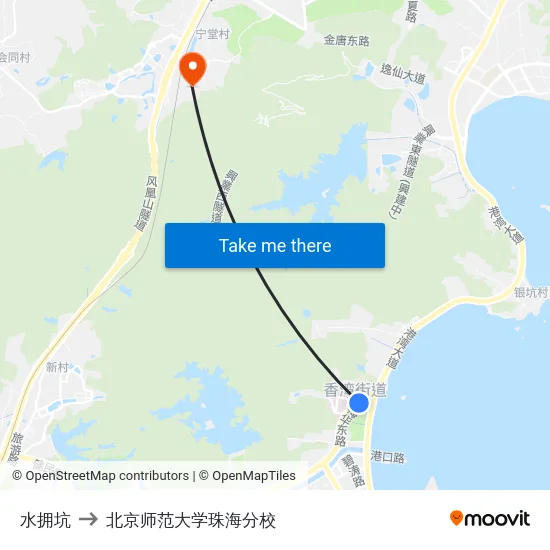 水拥坑 to 北京师范大学珠海分校 map