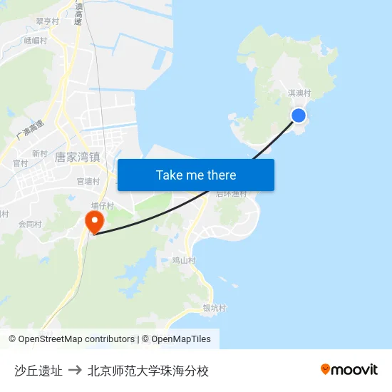 沙丘遗址 to 北京师范大学珠海分校 map