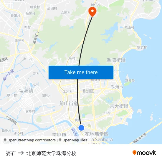 婆石 to 北京师范大学珠海分校 map