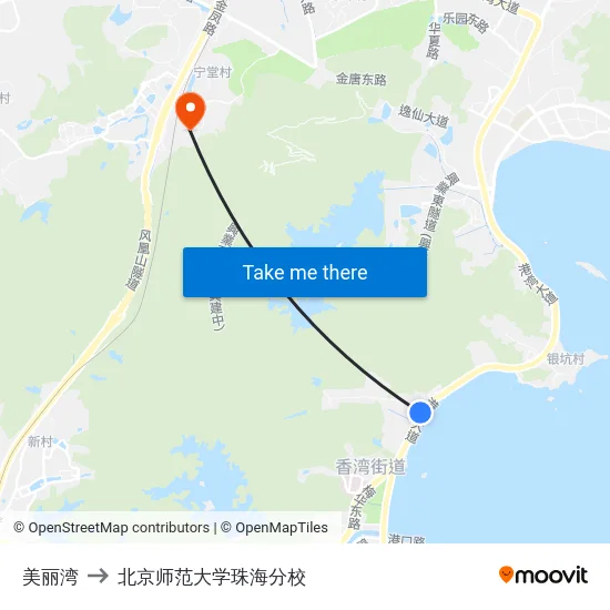 美丽湾 to 北京师范大学珠海分校 map