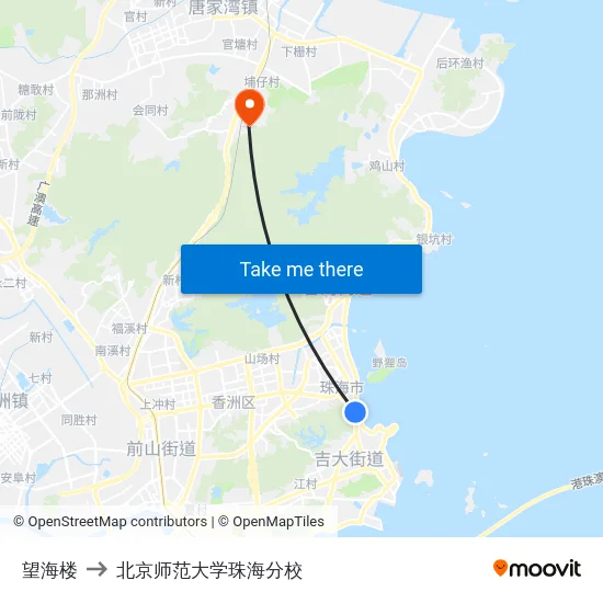 望海楼 to 北京师范大学珠海分校 map