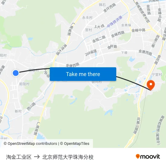 淘金工业区 to 北京师范大学珠海分校 map