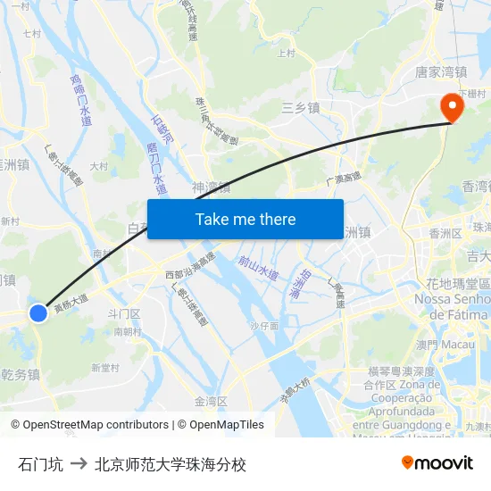 石门坑 to 北京师范大学珠海分校 map