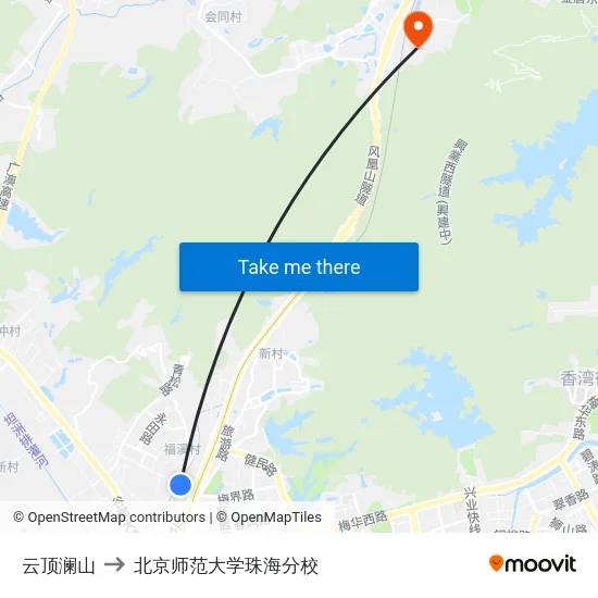 云顶澜山 to 北京师范大学珠海分校 map