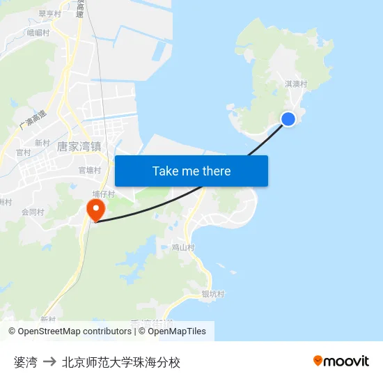婆湾 to 北京师范大学珠海分校 map