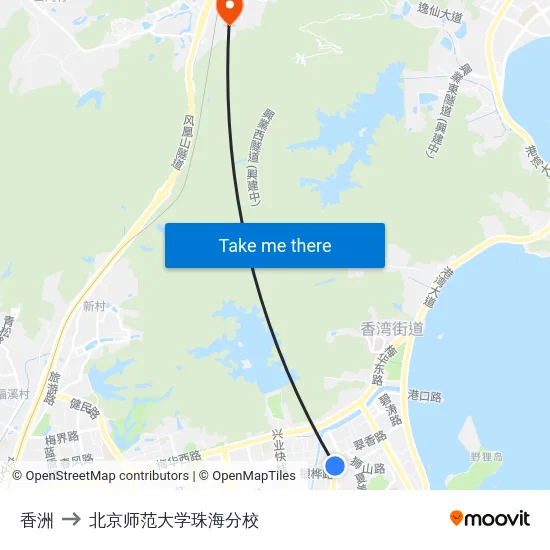 香洲 to 北京师范大学珠海分校 map