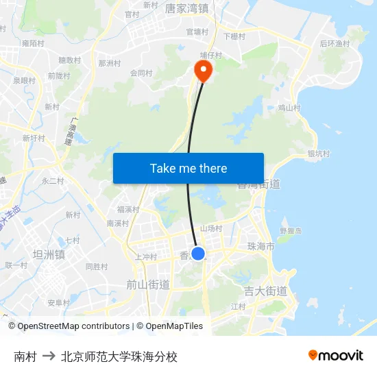 南村 to 北京师范大学珠海分校 map